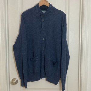 Oscar de la Renta | Navy Blue Knit Cardigan W/ Pockets & Button Front | XXL.